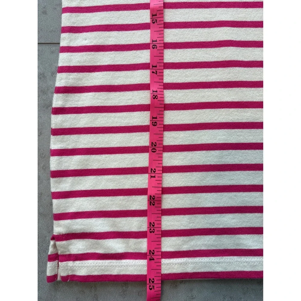 Talbots Pink Cream Striped‎ Mock Neck Valentine's Top Heart Patch Eyelet Trim LP - Picture 11 of 12